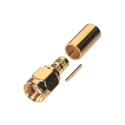 RF INDUSTRIES,LTD RP-3000-1X Conector SMA Macho Inverso de Anillo Plegable para Cables 9258, RG-8/X, LMR-240, Oro/Oro/Teflón.