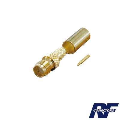 RF INDUSTRIES,LTD RP-3050-1C Conector SMA hembra inverso de anillo plegable para cable RG-58/U, Oro/ Oro Teflón.