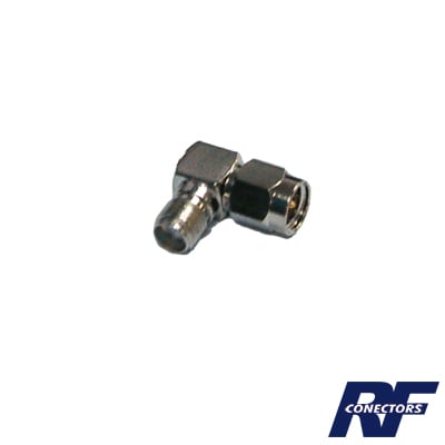 RF INDUSTRIES,LTD RSA-3402 Adaptador en Ángulo Recto, de Conector SMA Macho a SMA Hembra Níquel/ Oro/ Teflón.