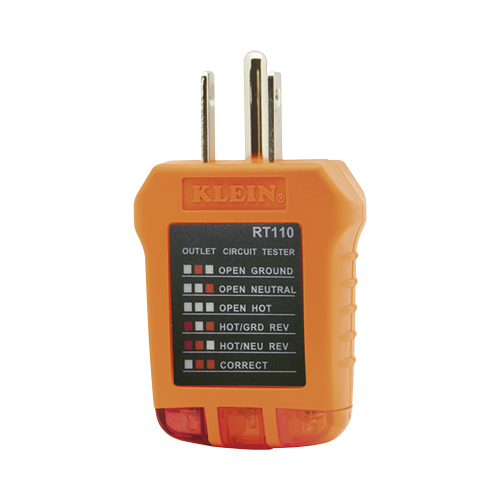 KLEIN TOOLS RT-110 Probador de Tomacorrientes Estándar, con Secuencia de Luces para Indicar un Cableado Correcto/Incorrecto.