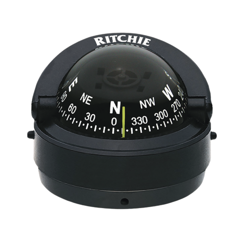 RITCHIE S-53 Brújula serie Explorer en color negro para montaje en superficie, cuenta con iluminación nocturna color verde.