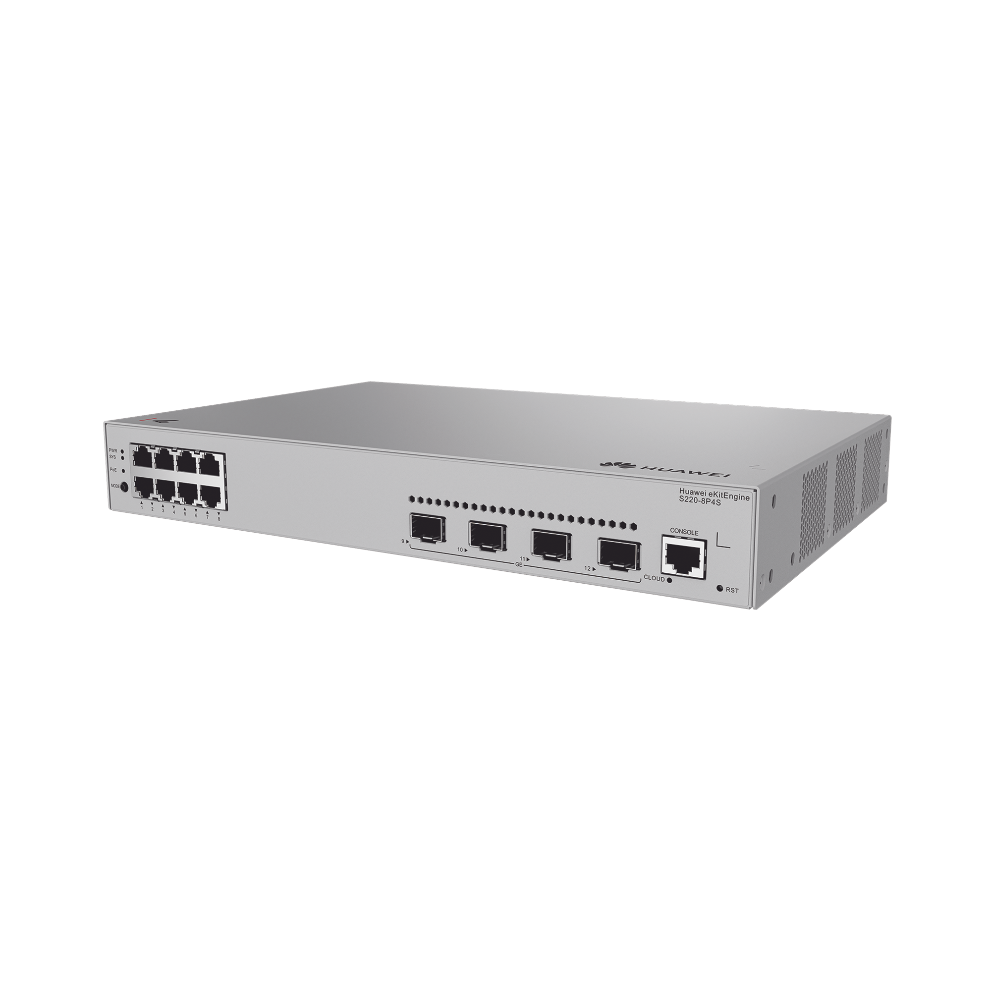 HUAWEI S220-8P4S Switch de acceso eKit Administrable, Capa 2, 8 Puertos PoE+ Gigabit + 4 SFP + Puerto Consola, PoE Perpetuo, Presupuesto PoE 125 W, Sin licenciamiento