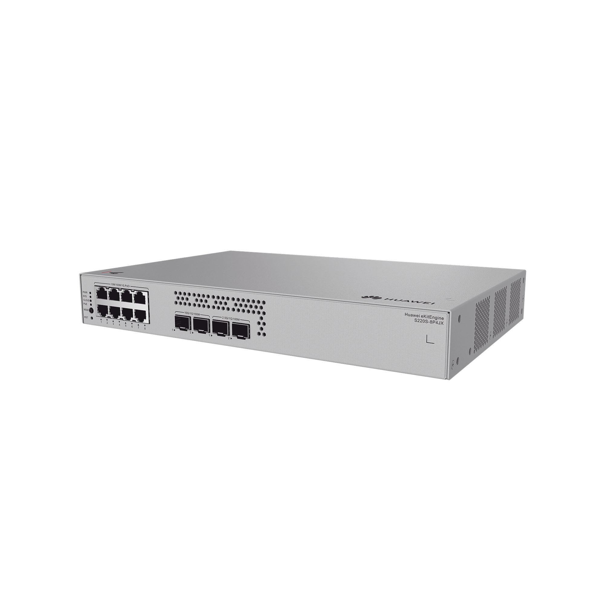 HUAWEI S220S-8P4JX Switch de Acceso eKit Administrable, Capa 2, 8 Puertos PoE+ Gigabit + 2 SFP + 2 SFP+, PoE Perpetuo, Presupuesto PoE 128 W, Sin licenciamiento