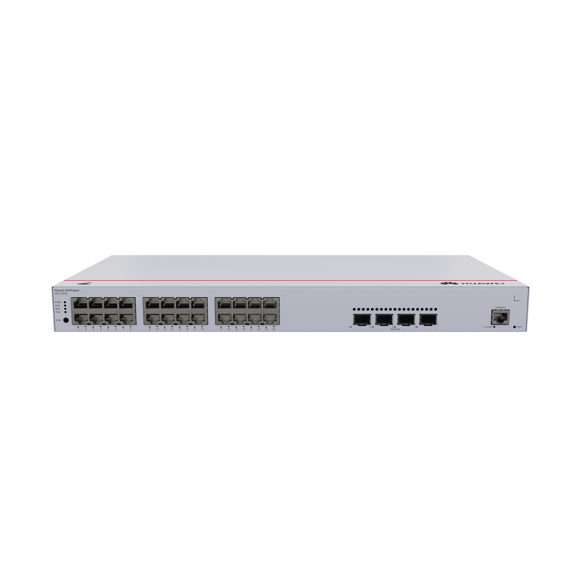 HUAWEI S310-24P4X SWITCH DE DISTRIBUCIÓN/CORE GIGABIT ADMINISTRABLE POE CAPA 3, 24 PUERTOS 10/100/1000 MBPS (POE), 4 PUERTOS 10GE SFP+ UPLINK, ERPS, RUTAS ESTÁTICAS, ISTACK, POE PERPETUO, 400W, ADMINISTRACIÓN NUBE GRATIS