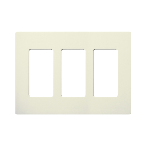 LUTRON ELECTRONICS SC3BI Placa de pared 3 espacios, color blanco, para atenuador (dimmer), switch ó control remoto PICO inalámbrico.
