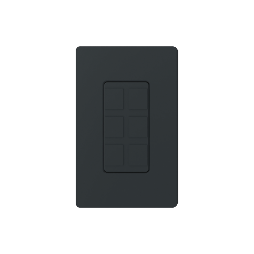 LUTRON ELECTRONICS SC6PFMN Placa de 6 puertos, color negro night.