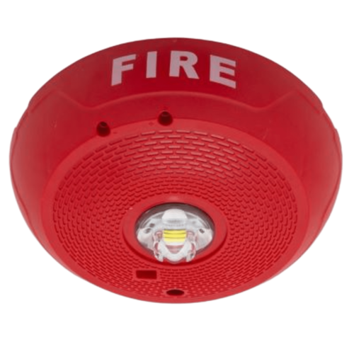 SYSTEM SENSOR SCR-LED Lámpara LED Estroboscópica, Montaje en Techo, Nivel de Candelas Seleccionable, Color Rojo, Nuevo Diseño Moderno y Elegante y Menor Consumo de Corriente