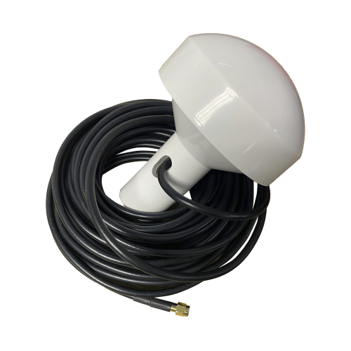 SYSCOM SD-GPS-005 Antena marina de GPS con conector SMA- Macho en frecuencia 1575.42 MHz de 28 dBi. Incluye soporte rotativo