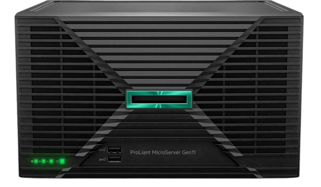 HPE ProLiant MicroServer G11 E-2434 4c 1x16GB-U 4LFF-NHP 2x1TB HDD 180W External PS Cmp Mod Server –
