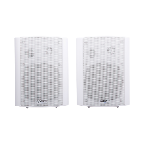 EPCOM PROAUDIO SF-775AW Altavoces Amplificada de Montaje en Pared 5″+1.5″ | RMS 20W@8ohms y Pasivo 20W | Material ABS | Reja Metálica | Bracket de Metal | Color Blanco