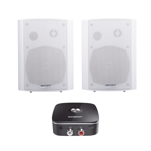 EPCOM PROAUDIO SF775AW/BT Kit Altavoces + Modulo Receptor BT | Montaje en Pared | 2x20W RMS | Material ABS y Reja Metálica | Bracket de Metal | Color Blanco