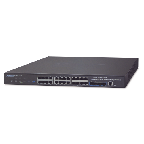 PLANET SGS-6341-24T4X Switch Administrable Capa 3, 24-Puertos 10/100/1000T + 4-Puertos 10G SFP+, Apilable