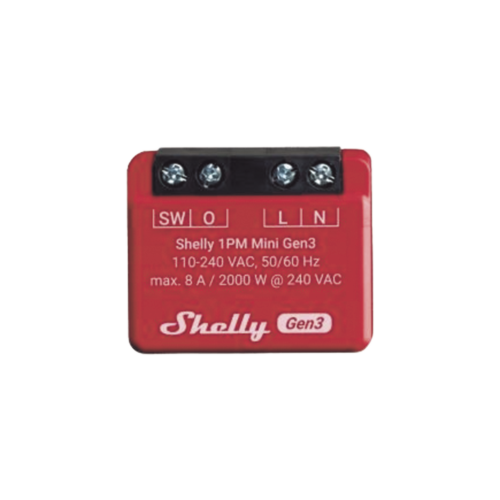 SHELLY SHELLY1PMMINIGEN3 Mini Interruptor inteligente con Wi-Fi, medición de consumo, 1 canal 8A, compatible con asistentes de voz Alexa y GoogleHome
