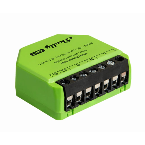 SHELLY SHELLYDIMMERGEN3 Relevador DIMMMER WiFi 2.4, 16A 110 – 240V, Ideal para atenuar iluminación, Compatible con asistentes de voz