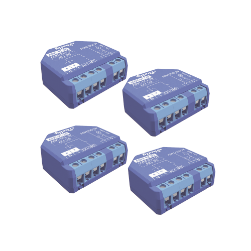 SHELLY SHELLYPLUS1K4 Kit de 4, Relevador inalámbrico inteligente 16A, 110-230 V, compatible con asistente de voz Alexa, Google Home