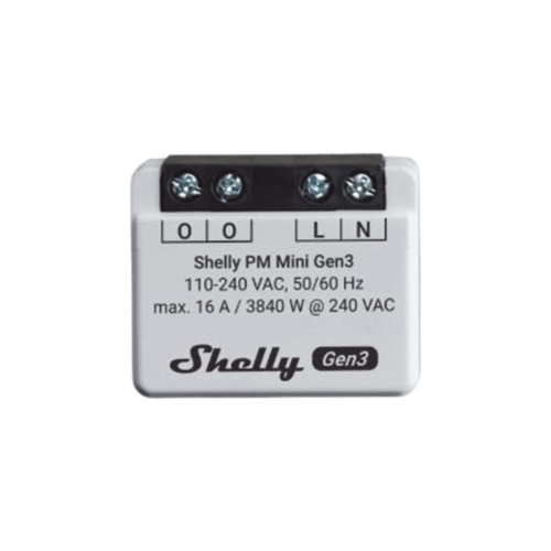 SHELLY SHELLYPMMINIGEN3 Mini Medidor de consumo inteligente con Wi-Fi, 1 canal 16A, compatible con asistentes de voz Alexa y GoogleHome