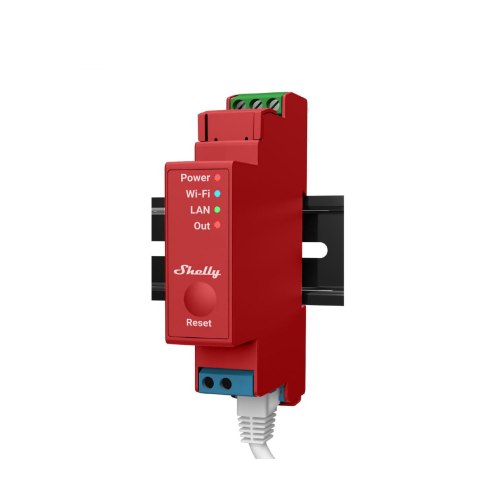 SHELLY SHELLYPRO1PM Relevador, Interruptor WIFI/ Industrial y residencial inteligente, Hasta 16A, Soporta Google /Alexa, Nube P2P y control Local, 1 canal y puerto ethernet
