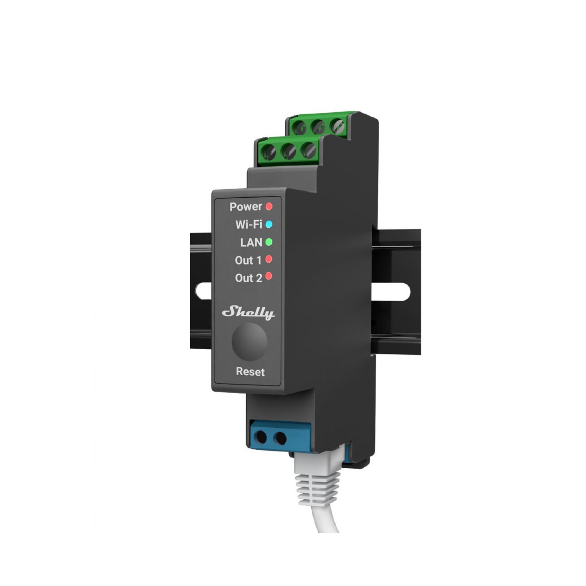 SHELLY SHELLYPRO2 Relevador, Interruptor WIFI/ Industrial y residencial inteligente, Hasta 16A, Soporta Google /Alexa, Nube P2P y control Local, 2 canales y puerto ethernet