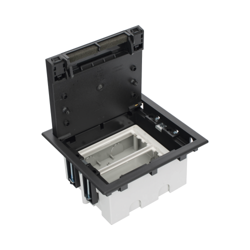 SIMON SM-CPF-2 Caja Para Instalación en Piso Falso para Voz, Datos o Contactos Eléctricos, Capacidad para 2 Módulos, Espacio Embellecedor en la Tapa, Profundidad Ajustable de 90 a 120 mm, Los Módulos se Adquieren Aparte, (SF210/14CY)