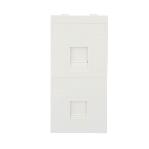 SIMON SM-FP-2-KEY Placa Plana de Voz y Datos con Guardapolvo para 2 RJ45, Color Blanco, 2 Puertos para Jacks Keystone, Compatible con Cajas de Pavimento SM-CPAV-2 y SM-CPAV-4, Modelo S76B/9