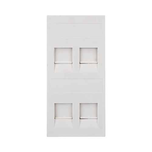 SIMON SM-FP-4-KEY Placa Plana de Voz y Datos con Guardapolvo para 4 RJ45, Color Blanco, 4 Puertos para Jacks Keystone, Compatible con Cajas de Pavimento SM-CPAV-2 y SM-CPAV-4, Modelo S76C/9