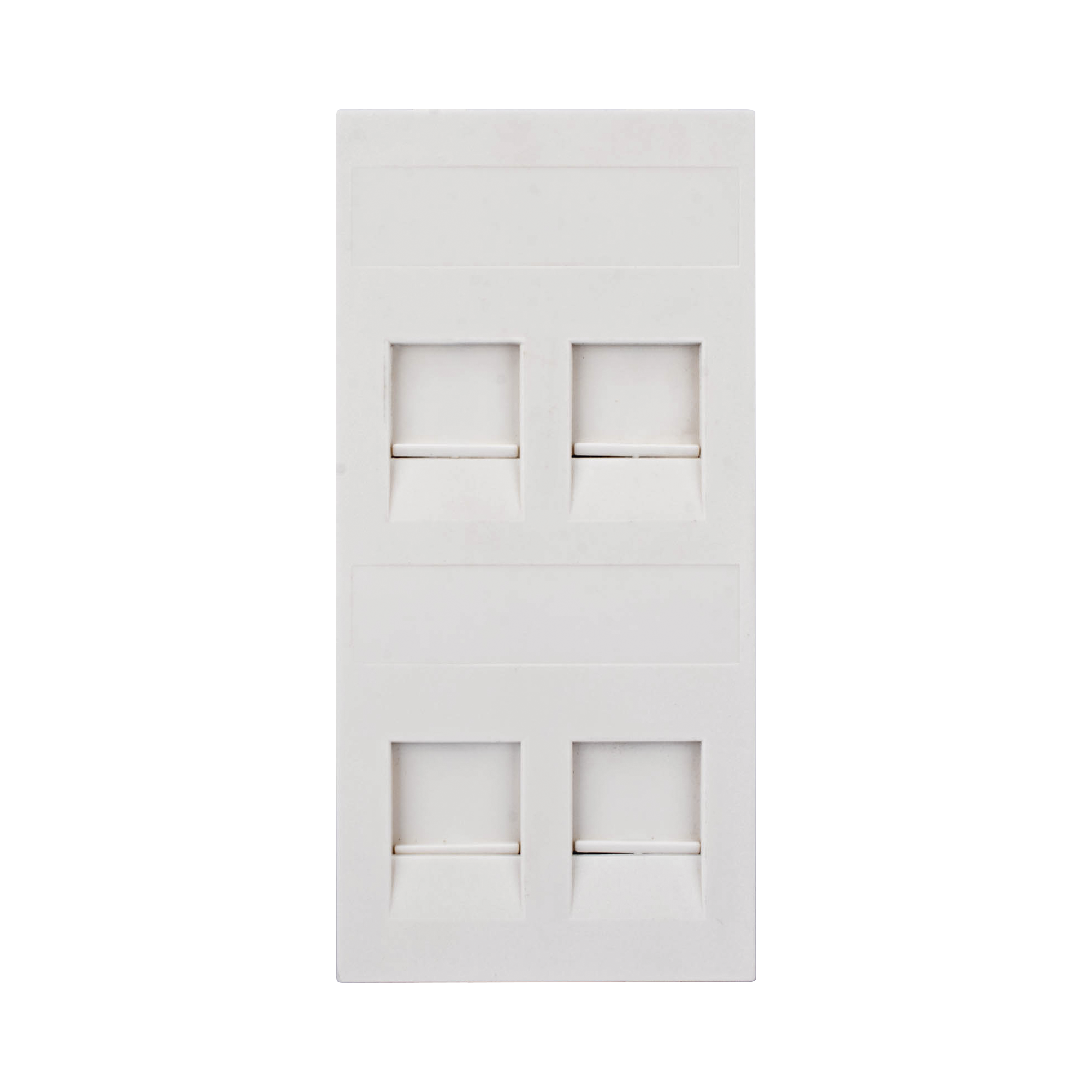 SIMON SM-FP-4-KEY Placa Plana de Voz y Datos con Guardapolvo para 4 RJ45, Color Blanco, 4 Puertos para Jacks Keystone, Compatible con Cajas de Pavimento SM-CPAV-2 y SM-CPAV-4, Modelo S76C/9