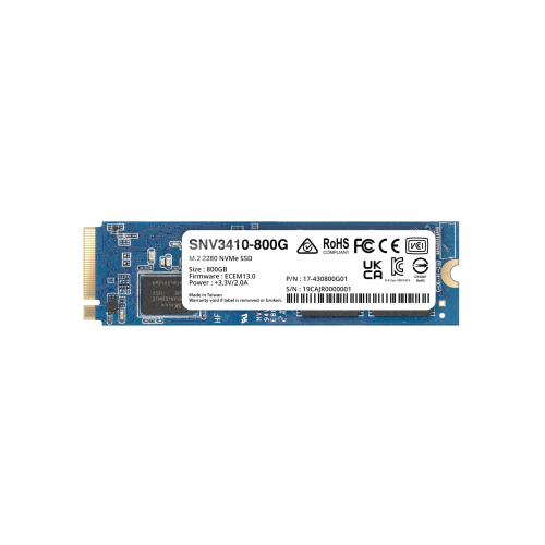 SYNOLOGY SNV3410-400G SSD NVMe M.2 SNV3410/3510 | SSD 400GB | Alto Rendimiento 400000 IOPS Lectura | 70000 IOPS Escritura | Resistencia 1022 TBW | Protección de Datos Integral | Análisis de Vida Útil | Diseñada para Sistemas Synology.
