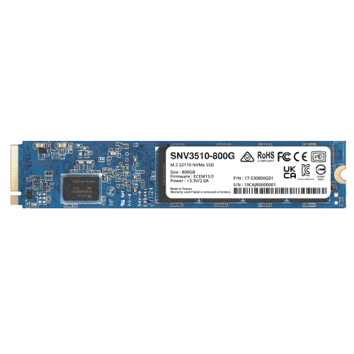 SYNOLOGY SNV3510-400G SSD NVMe M.2 SNV3410/3510 | SSD 400GB | Alto Rendimiento 400000 IOPS Lectura | Resistencia Empresarial 1022 TBW | Protección de Datos Integral | Análisis de Vida Útil | Diseñada para Sistemas Synology.