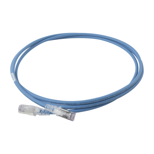SIEMON SP6A-S07-06 Patch Cord «Skinny» Cat6A Blindado S/FTP, 7ft, Diámetro Reducido 28 AWG, Color Azul
