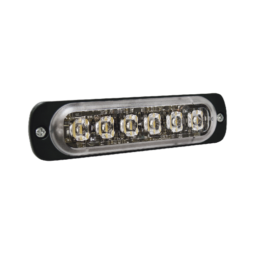 SIGNALPRO SP6A Luz Auxiliar de 6 LED, Ambar, Bisel Negro, Lente Transparente