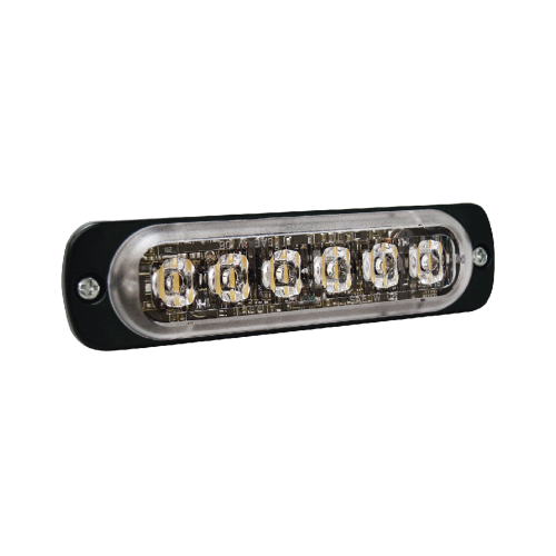SIGNALPRO SP6R Luz Auxiliar de 6 LED, Roja, Bisel Negro, Lente Transparente