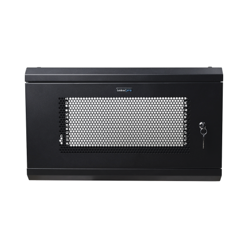 LINKEDPRO SR1906LH3P GABINETE DE PARED DE 6U CON PUERTA PERFORADA, 455 MM DE PROFUNDIDAD TOTAL, RACK DE 19», ACERO REFORZADO COLOR NEGRO