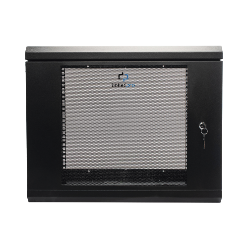 LINKEDPRO SR1909LH3GW Gabinete de Pared de 9U con Puerta de Cristal Templado, 479.5 mm de Profundidad, Rack de 19», Acero Reforzado Gris Mate