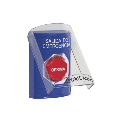 STI SS2422EX-ES Botón de Salida de Emergencia, Texto en Español, Tapa Protectora de Policarbonato Súper Resistente, Restablecimiento con Llave