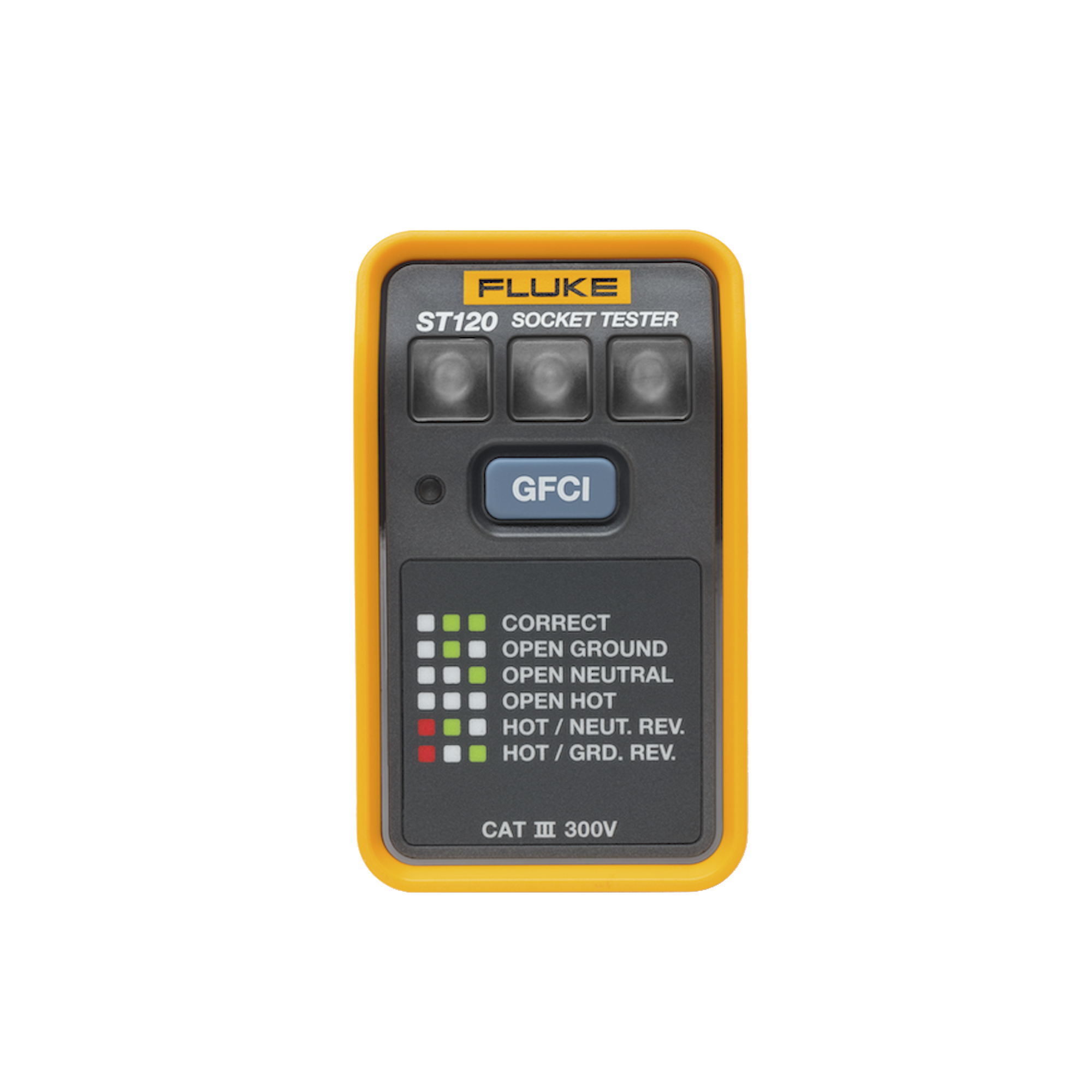 FLUKE ST120 Probador de Tomacorriente Eléctrico Estándar o GFCI, Con LEDs de Alto Brillo y Gráfico Incluido Para Verificar Rápida y Fácilmente el Cableado