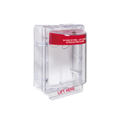 STI STI-1130 Cubierta Protectora Serie Stopper II® De Policarbonato, Con Bocina, Espaciador Transparente, Montaje en Superficie, Etiqueta en Inglés