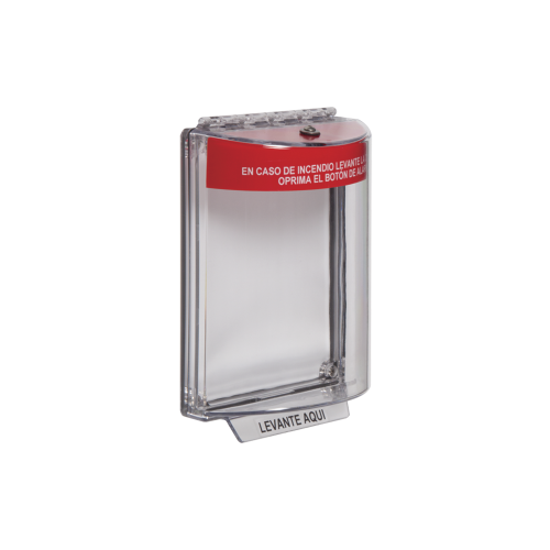 STI STI-13010FR-ES Cubierta Transparente Serie Universal Stopper®, Texto De Incendio En Español