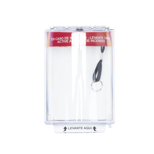 STI STI-13020FR-ES Cubierta Universal Transparente con Sirena, Texto de Incendio en Español