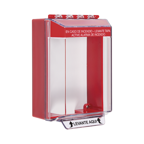 STI STI-14210FR-ES Cubierta Universal De Montaje Superficial, Con Espaciador 1.46″, Serie Universal Stopper® Texto De Incendio En Español