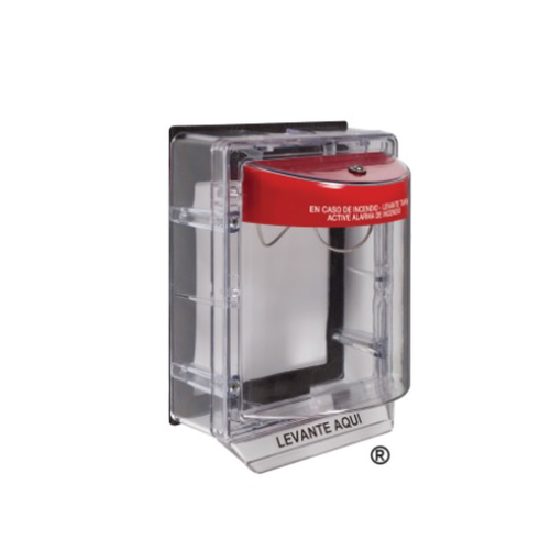 STI STI-3150-ES Cubierta Protectora De Policarbonato, Sin Sirena, Con Espaciador Transparente, Texto En Español, Listado UL/cUL, 7″Alto x 5″ Ancho x 5.2″ Profundidad, Serie Weather Stopper®