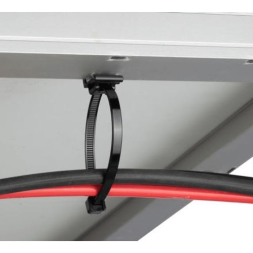 PANDUIT SVSA12-2S-C0 Cincho de Nylon 6.6 Solar Clip, 188mm largo x 14mm ancho, Color Negro, Exterior Resistente a Rayos UV, Paquete de 100pz