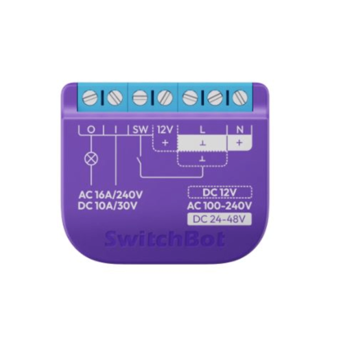 SWITCHBOT SWITCHBOTRELSW1 Switch Relevador Inteligente conectividad inalambrica Wifi y BLE, Salida Contacto Seco, Compatible con asistentes de voz, Dimensiones 42x36x16 mm