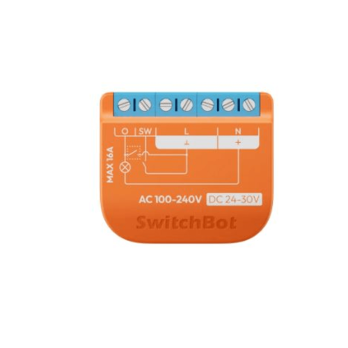 SWITCHBOT SWITCHBOTRELSW1PM Switch Relevador Inteligente conectividad inalambrica Wifi y BLE, Medición de Consumo, Control de Encendido Apagado, Compatible con asistentes de voz, Dimensiones 42x36x16 mm