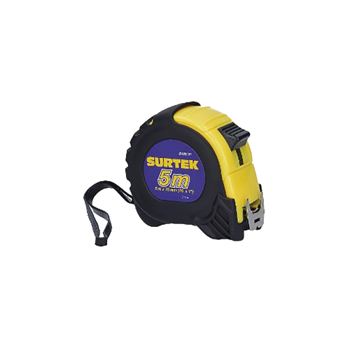SURTEK SYS-B122081 Flexometro anti impacto de 5 metros, cinta ancha con boton de freno.
