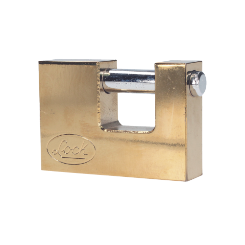 LOCK SYS-L22-C80-ELBB Candado de acero para Cortina Metálica, Medida 80 mm/ Acabado Latón Brillante, Nivel de Seguridad 6, Llave Estándar.