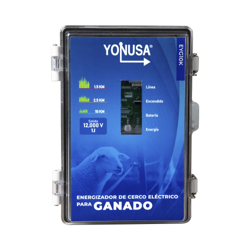 YONUSA SYSGAN25K Energizador para Ganado 10,000Volts-2JOULES/ 25,000 metros lineales de protección, Cercas Electrificadas
