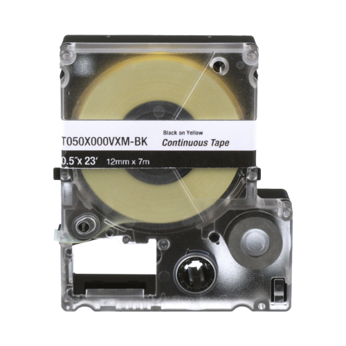 PANDUIT T038X000VXM-BK Casete de Etiquetas de Vinilo de Cinta Continua, Color Negro Sobre Amarillo, Uso Interior/Exterior, 9 mm de Ancho x 7 Metros de Largo
