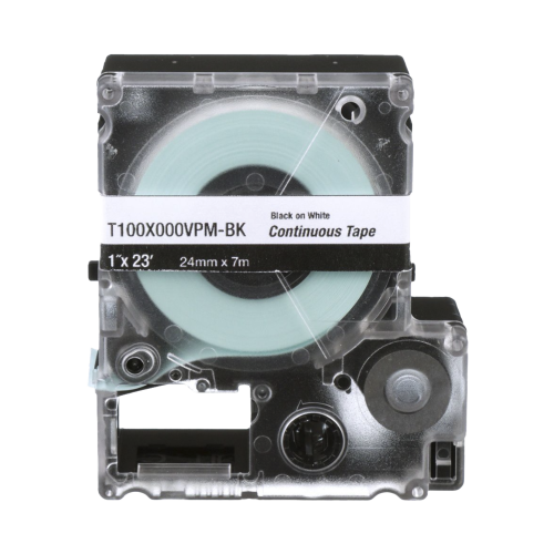 PANDUIT T100X000VPM-BK Casete de Etiquetas de Vinilo de Cinta Continua, Color Negro Sobre Blanco, Uso Interior/Exterior, 24 mm (1 in) de Ancho x 7.6 Metros de Largo