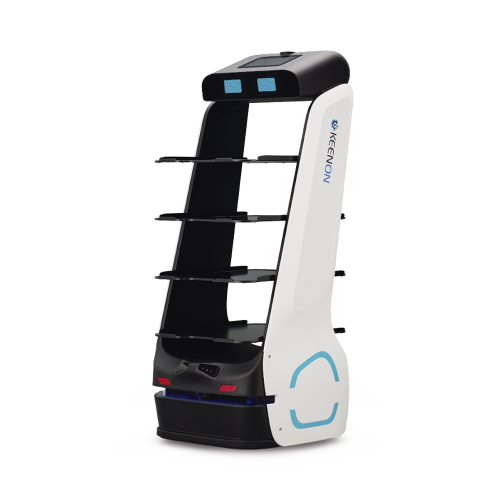 ROBOT T5LB PARA SERVICIO DE MESERO O REPARTIDOR UBICADO POR ETIQUETAS EN TECHO DISEÑADO PARA AUTOMATIZAR ENTREGA DE ALIMENTOS Y PRODUCTOS EN RESTAURANTES HOTELES Y ÁREAS DE SERVICIO