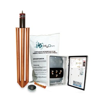 TOTAL GROUND TG-100K Kit de puesta a tierra de 100 Amperes con Electrodo, Filtro, Acoplador y Compuesto H2Ohm.